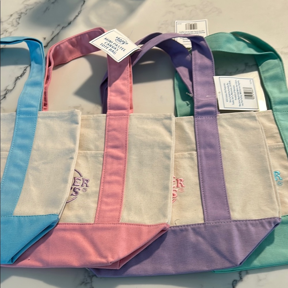 🩷💜💙💚Trader Joe’s Pastel Mini Canvas Tote Bags